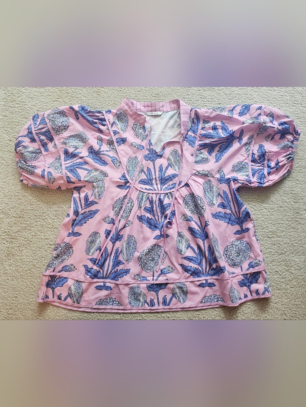 Cicy Bell Boho Floral Puff Sleeve Blouse Size Small - Picture 4 of 11